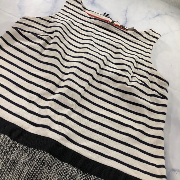 LOFT Black & Cream Drop Waist Knit Stripe Dress - Picture 8 of 8